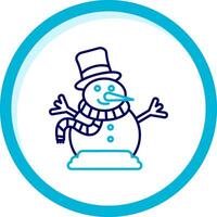 Snowman Two Color Blue Circle Icon vector