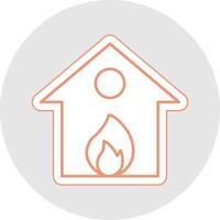 Burning House Line Sticker Multicolor Icon vector