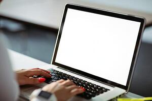 Empty laptop screen mockup template, laptop display photo