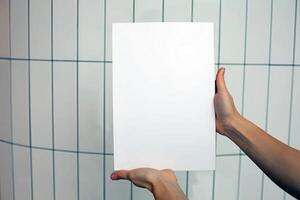 Empty paper mockup, simple sheet of paper template photo