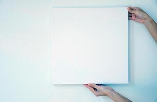 Empty picture template, blank canvas mockup photo