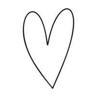 Hand drawn love heart vector logo line illustration. Black outline. Element Monoline for Valentine Day banner, poster, greeting card