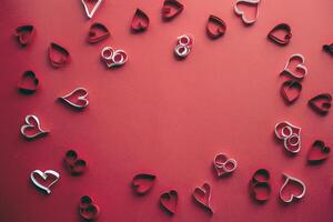 Heart symbol conceptual St. Valentine's day background. Heart love and passion symbols photo