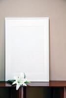 Empty picture template, blank canvas mockup photo