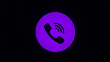 Phone icon is sprayed on the dots in cyberspace. Animation. Colored phone icon on black background video