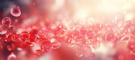 AI generated Blood cells close up  leukocytes and erythrocytes in abstract background with copy space photo