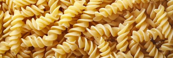 AI generated Close up top view of traditional italian pennettine pasta creating an abstract background texture photo