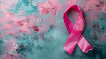 AI generated Breast cancer awareness month symbol with pink ribbon and copy space for text and designs photo