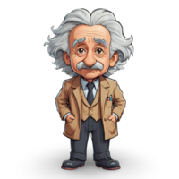 albert einstein cartoon character, on transparent background png