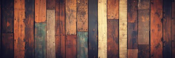 AI generated Rustic weathered wooden planks texture ideal for backgrounds and design projects photo