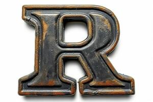 AI generated Bold capital letter r on clean white background for graphic design and typography concepts photo