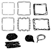 Set of doodle stylish hand drawn frames in vector design. Cute, simple sketch for different design needs. Isolated on white background.