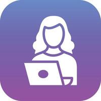 Woman Using Laptop Vector Icon