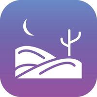 Desert Night Landscape Vector Icon