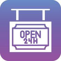 24 Hrs Open Vector Icon