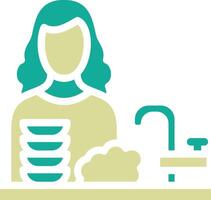 Woman Washing Dishes Vector Icon