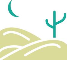 Desert Night Landscape Vector Icon