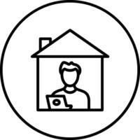 Man Working at Home Vector Icon