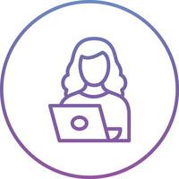 Woman Using Laptop Vector Icon