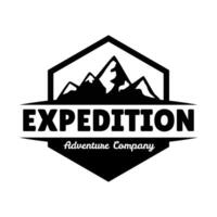 Adventure and outdoor vintage logo template, badge or emblem style. Mountain logo vector design template.