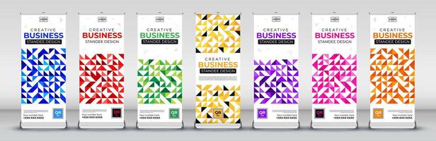 Modern abstract business roll up standee banner design for Streets, events, presentations, meetings, annual events, exhibitions vector