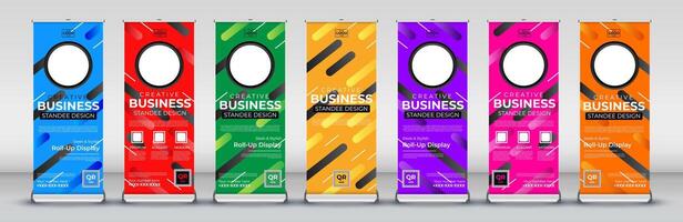 Modern abstract business roll up standee banner design for Streets, events, presentations, meetings, annual events, exhibitions vector