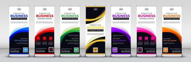 Modern abstract business roll up standee banner design for Streets, events, presentations, meetings, annual events, exhibitions vector