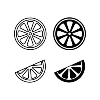 Set of  lemon or orange. Simple icon on white background vector