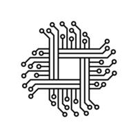 Circuit icon vector illustration logo template. Processor line logo icon. Processor circuit vector