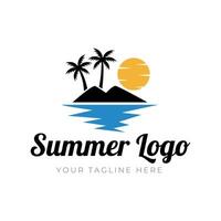 summer beach logo vector illustration. Sunset summer beach logo Vector