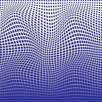 simple abstract blue color square blend halftone wavy distort pattern vector