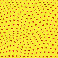 abstract red color love wavy distort pattern on yellow background vector