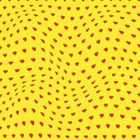 abstract red color love wavy distort pattern on yellow background vector