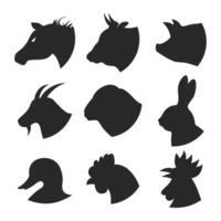 granja animales y aves icono conjunto vector ilustración