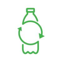 reciclar el plastico botella icono. botella con reciclar símbolo. línea vector