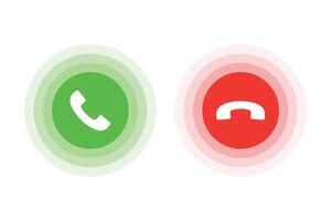 Answer and decline phone call buttons. Phone call. Telephone sign. Accept call and decline phone icons. Vector illustration icon.