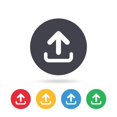 Upload icon. Upload button. Load data symbol. Vector illustration