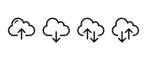 Cloud download and upload icon. Upload download cloud arrow. download upload cloud symbol. vector