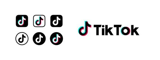 Tik Tok logo y iconos social medios de comunicación logo. vinnitsa, Ucrania - enero 27, 2024 vector