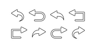Curve arrows icons set. Vector icons