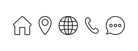 Web icons set. Linear icons of contact information. Vector icons