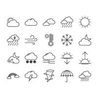 Sleek Black Line Weather Icons - Modern Vector Set