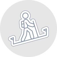 Hiking Line Sticker Multicolor Icon vector