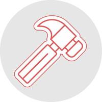 Hammer Line Sticker Multicolor Icon vector