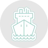 Cargo Ship Line Sticker Multicolor Icon vector