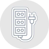 Extension Cord Line Sticker Multicolor Icon vector