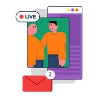 Male talking on video call, using smartphone. Modern communication technologies vector