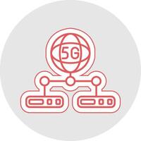 Network Server Line Sticker Multicolor Icon vector