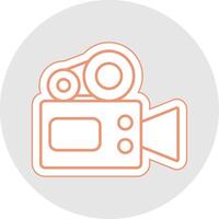 Video Camera Line Sticker Multicolor Icon vector