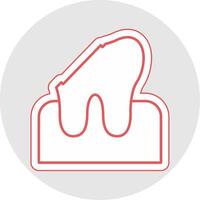 dental caries línea pegatina multicolor icono vector